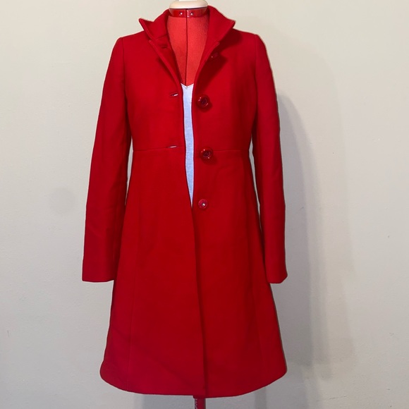 Gorgeous J Crew Knee Length Wool Ble d Coat Cherry Red Lined - Picture 4 of 15